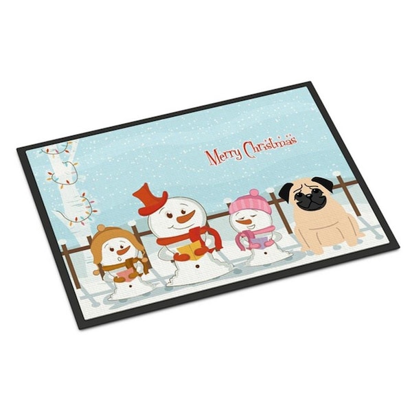 Carolines Treasures Merry Christmas Carolers Pug Fawn Indoor or Outdoor Mat, 24 x 0.25 x 36 in. BB2339JMAT - main